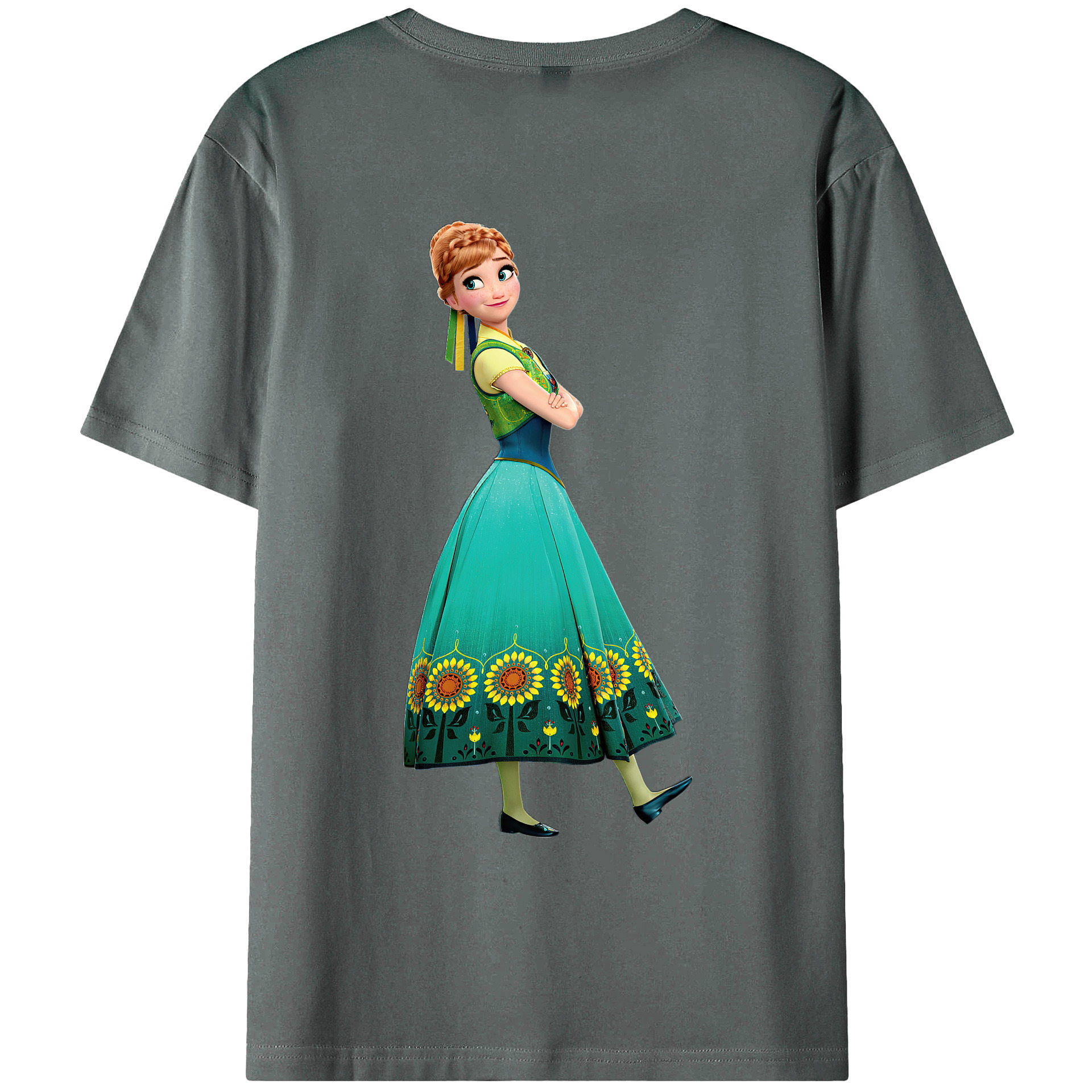 （画像用） アナと雪の女王 アンナ エルサ Frozen Anna Elsa 綿100％ メンズ半袖Tシャツ（バックプリント） 通気性